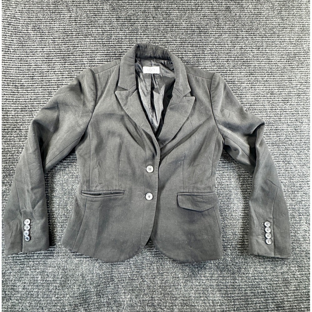Loft Blazer Jacket Womens Black Lined Notch Lapel‎ Single Breasted Formal Office